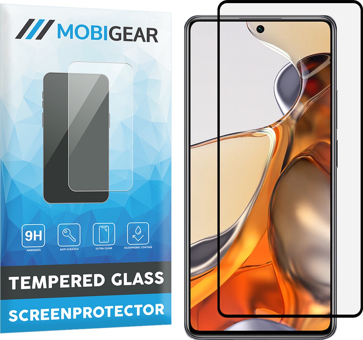 Mobigear Screenprotector geschikt voor Xiaomi 11T Pro Glazen | Mobigear Premium Screenprotector - Case Friendly - Zwart