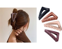 4 stuks - Dames haarklem groot - zalmkleur en zwart rood beige - haarklauw haarclip