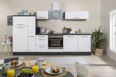 Goedkope keuken 310  cm - complete keuken met apparatuur Amanda  - Eiken grijs/Wit - soft close - keramische kookplaat - vaatwasser - afzuigkap - oven    - spoelbak