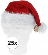 25x Luxe pluche kerstmutsen met bel