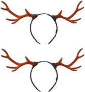 2x stuks kerst diadeems/haarbanden rendier gewei 35 cm kerstaccessoires - Kerstaccessoires/tiara/diademen