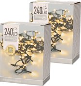 Set van 2x stuks kerstverlichting extra warm wit buiten 240 lampjes 1800 cm - Kerstlampjes/kerstlichtjes/boomverlichting