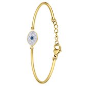Lucardi Dames Goldplated armband oog met kristal - Staal - Armband - Cadeau - 20 cm - Goudkleurig