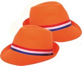 2x stuks oranje verkleedhoed / Trilby hoed voor volwassenen - Koningsdag / oranje supporters