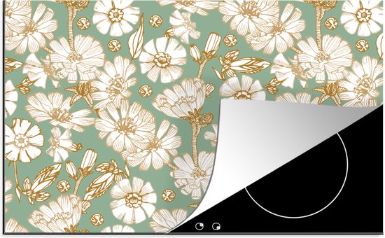 KitchenYeah® Inductie beschermer 81.6x52.7 cm - Bloem - Art nouveau - Design - Kookplaataccessoires - Afdekplaat voor kookplaat - Inductiebeschermer - Inductiemat - Inductieplaat mat