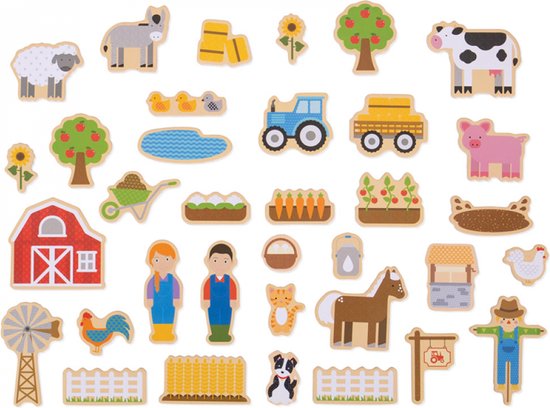 Houten Boerderij Magneetset - 35 Delig - Educatief Speelgoed 3+ van Bigjigs — afbeelding 2