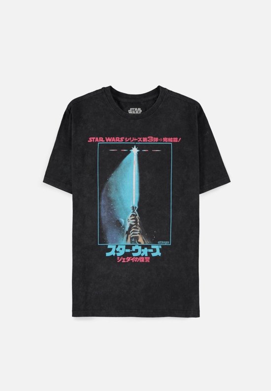 Star Wars - Classic Lightsaber Japanese Text Heren T-shirt - L - Zwart
