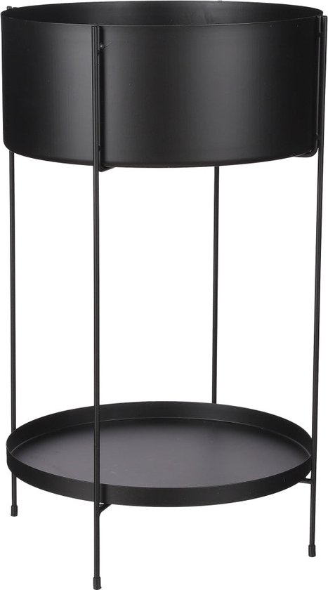 Mica Decorations Pot de Fleurs Nicole sur Pied - H60 x Ø37 cm - Fer - Zwart