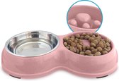 Anti schrokbak voor Kleine Honden - Hondenvoerbak - Slowfeeder Voerbak Katten - Hondenbak en RVS Waterbak