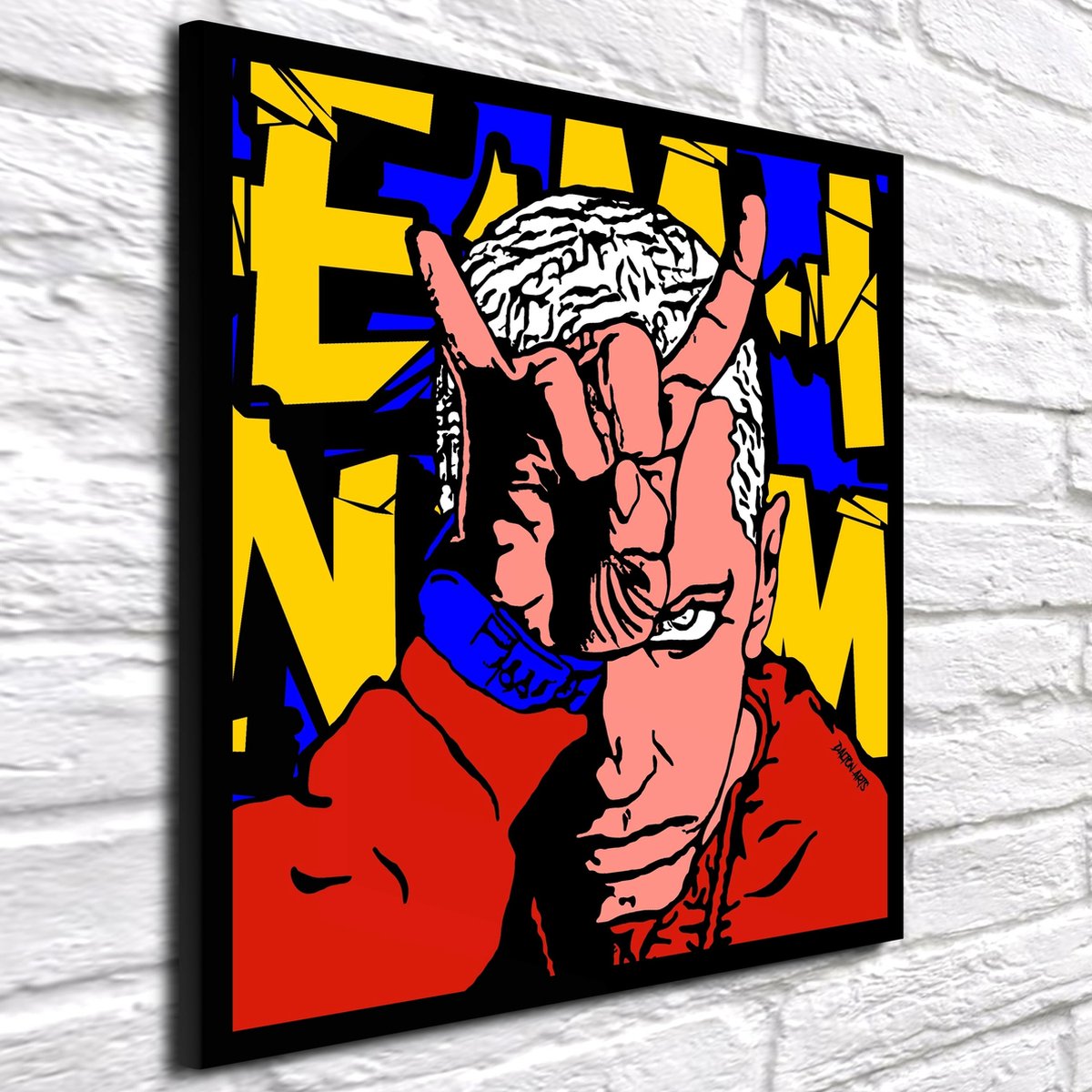 Pop Art Eminem Poster in lijst - 90 x 90 cm en 2 cm dik - Fotopapier Mat  180 gr Framed