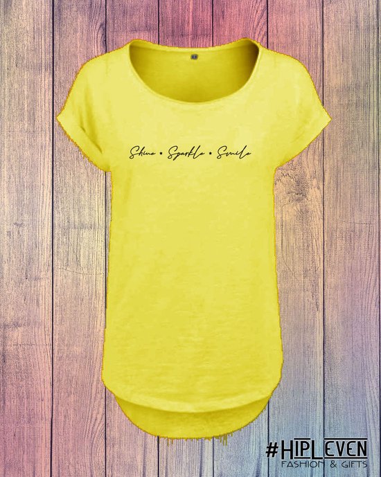 Shirt met lange rug "Sparkle" Geel / XL (42-44)