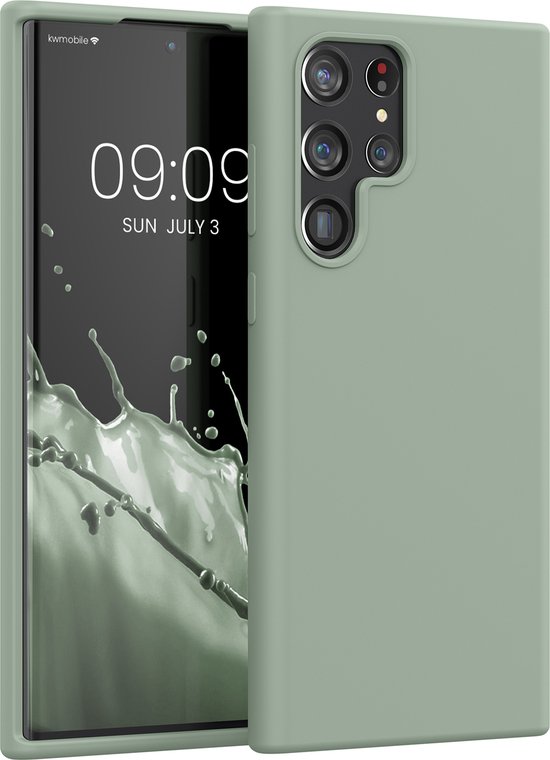 coque kwmobile pour Samsung Galaxy S22 Ultra - Coque avec revêtement en silicone - Coque pour smartphone gris vert