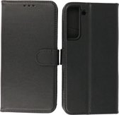 Hoesje Geschikt voor Samsung Galaxy S22 Plus - Echt Lederen Wallet Case Telefoonhoesje - Zwart