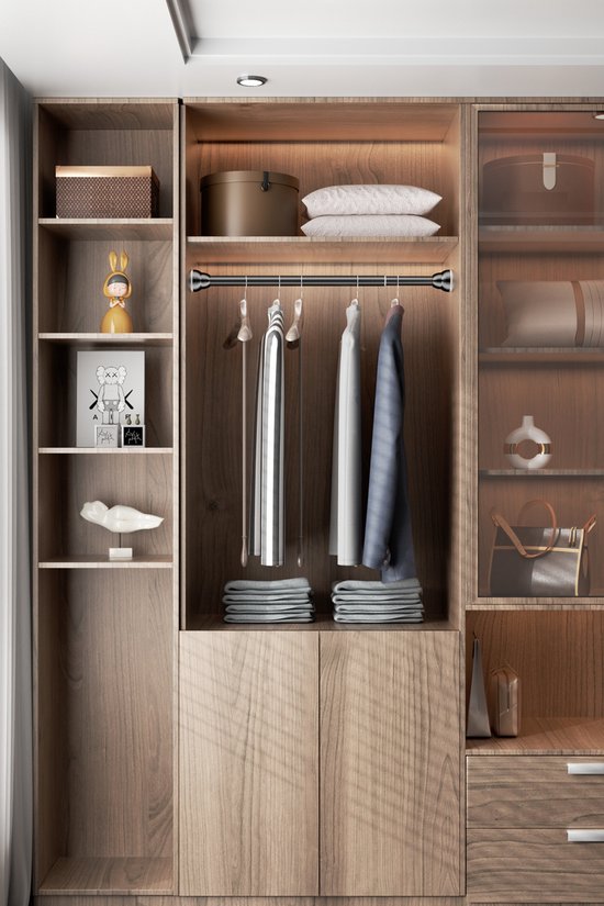 PLAY IT Tringle à Rideau Extensible - 88-155cm - Tringle à Rideau Autocollante - Rideaux - Zwart