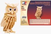 Houten dieren 3D puzzel uil 7 x 9 x 14,5 cm - Speelgoed bouwpakket