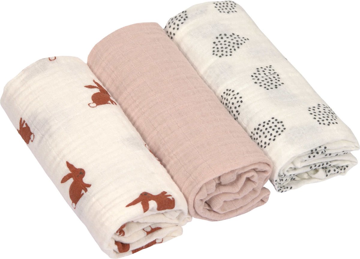 Lässig Swaddle & burp doek / luier M Little Forest Rabbit set van 3 stuks 60x60 cm Lässig Swaddle & burp doek / luier M Little Forest Rabbit set van 3 stuks 60x60 cm