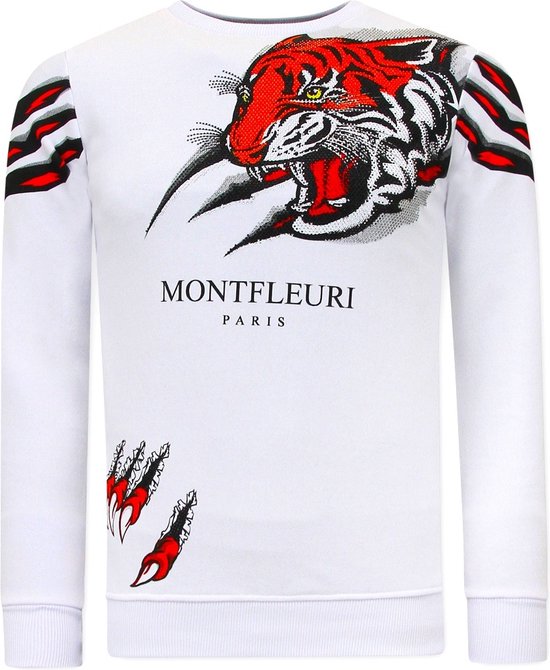 Pull Homme avec Imprimé - Head de Tiger - 3636 - Wit