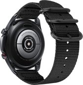 Strap-it Smartwatch bandje 22mm - nylon gesp horlogebandje geschikt voor Samsung Galaxy Watch 46mm / Galaxy Watch 3 45mm / Gear S3 Classic & Frontier - Amazfit GTR 47mm / GTR 2 / GTR 3 - Polar Vantage M / Grit X - Zwart