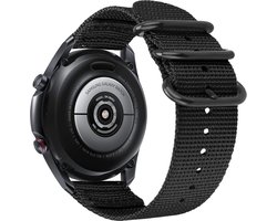 Strap-it Smartwatch bandje 22mm - nylon gesp horlogebandje geschikt voor Samsung Galaxy Watch 46mm / Galaxy Watch 3 45mm / Gear S3 Classic & Frontier - Amazfit GTR 47mm / GTR 2 / GTR 3 - Polar Vantage M / Grit X - Zwart