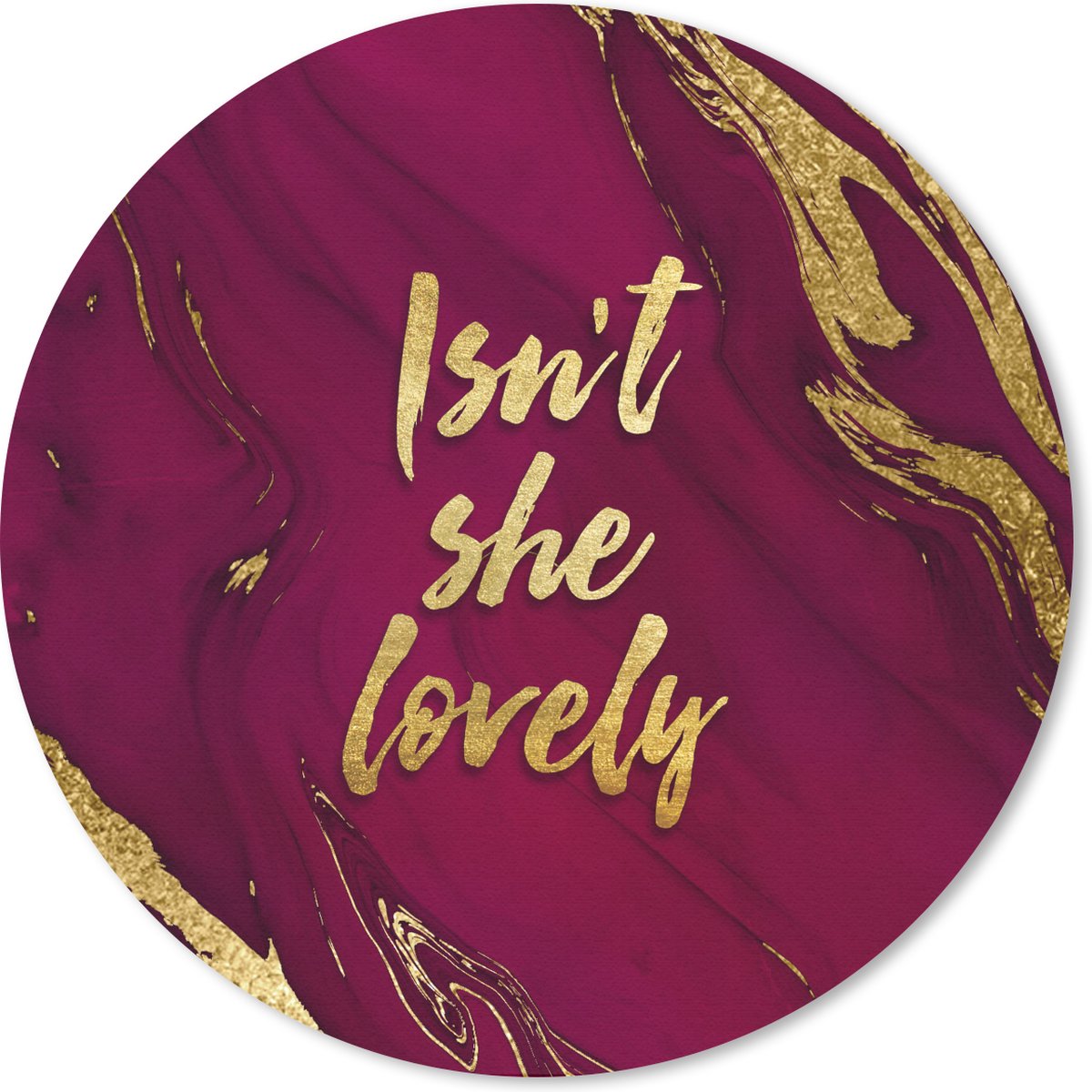 Muismat rond 20x20 cm - Mousepad Lovely - Goud - Roze - Marmer print - Ronde muismatten