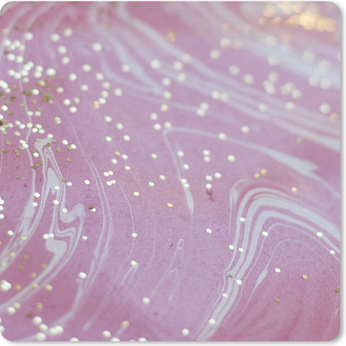 Muismat 20x20 cm - Mousepad Marmer - Goud - Roze - Wit - Muismatten
