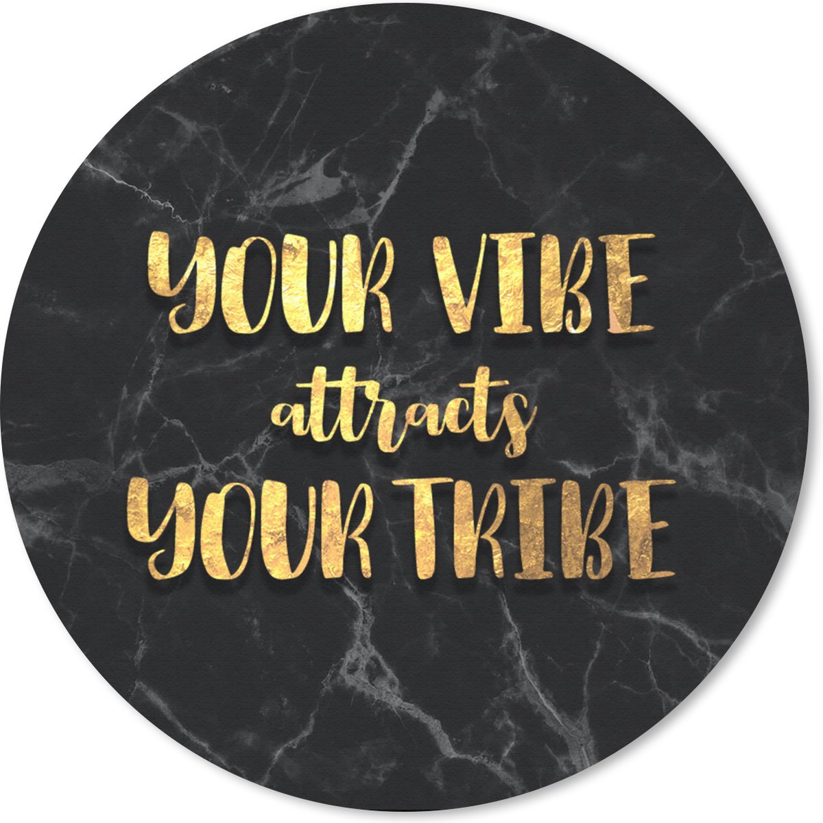 Muismat rond 40x40 cm - Mousepad Quotes - Spreuken - Goud - Marmer print - Ronde muismatten