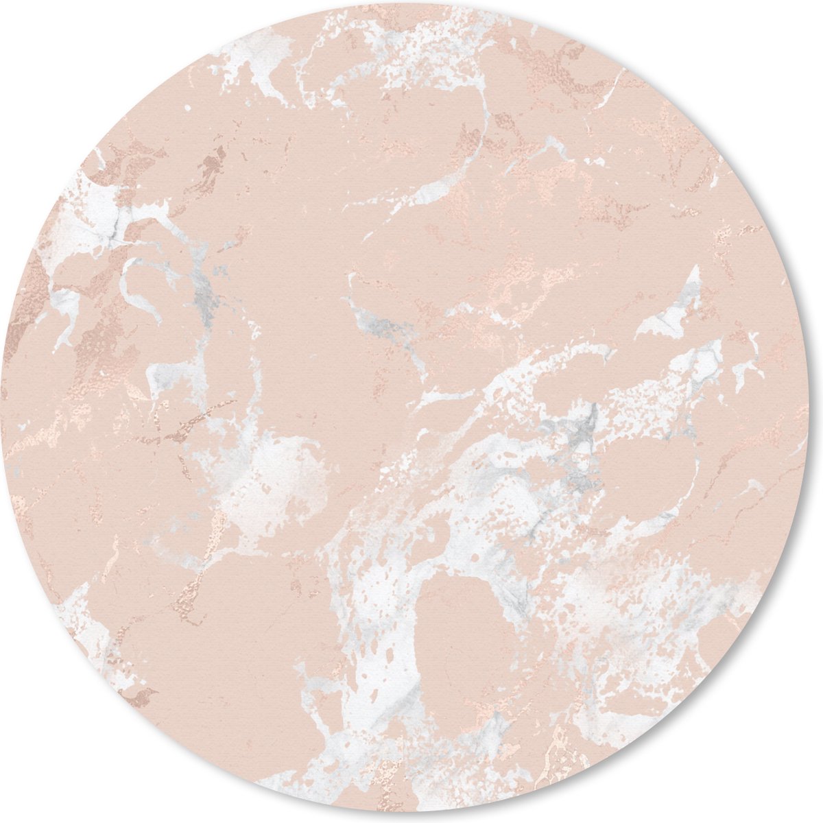 Muismat rond 30x30 cm - Mousepad Marmer - Roze - Wit - Ronde muismatten