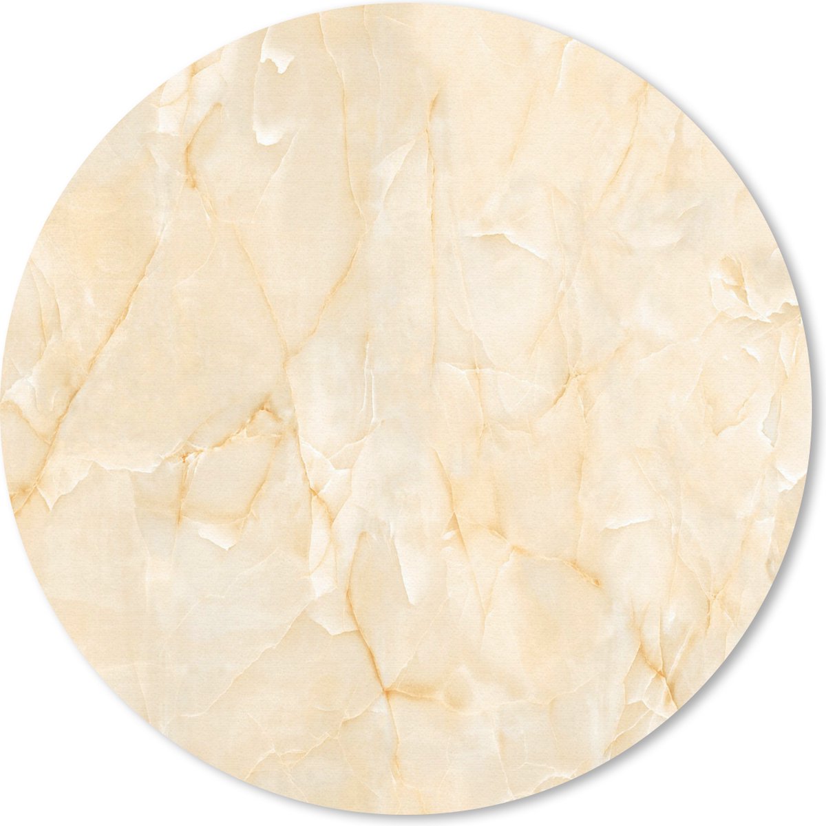 Muismat rond 40x40 cm - Mousepad Marmer - Geel - Wit - Ronde muismatten