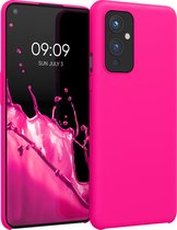 kwmobile telefoonhoesje geschikt voor OnePlus 9 (EU/NA Version) - Hoesje met siliconen coating - Smartphone case in neon roze