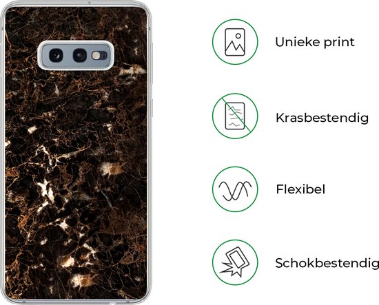 Coque Samsung Galaxy S10e - Marbre - Zwart - Or - Siliconen