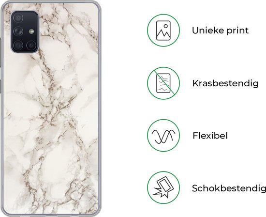Coque Samsung Galaxy A71 - Marbre - Grijs - Wit - Coque de téléphone en Siliconen
