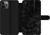 Bookcase Geschikt voor iPhone 11 Pro telefoonhoesje - Marmer print - Patronen - Zwart - Met vakjes - Wallet case met magneetsluiting