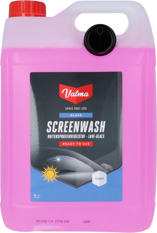 Valma Ruitensproeiervloeistof - Zomer - Verwijdert insecten, vuil & vet - Voor kristalheldere ruiten - 5 Liter