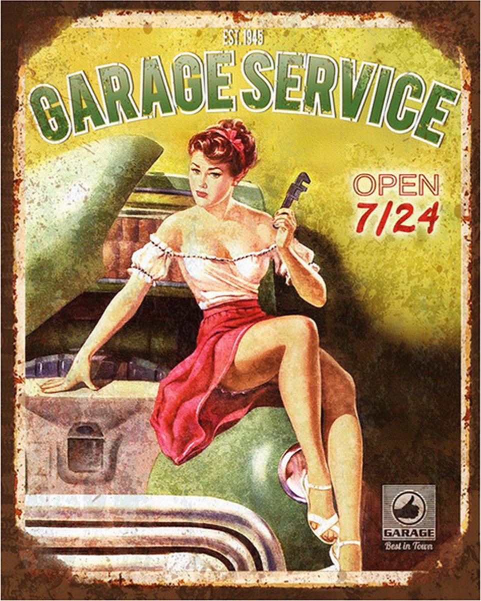 Clayre & Eef Tekstbord 20x25 cm Groen IJzer Auto