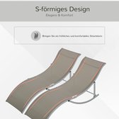 Outsunny Set de 2 chaises de jardin bain de soleil en tissu bain de soleil relax fauteuil ergonomique aluminium Texteline 84B-540