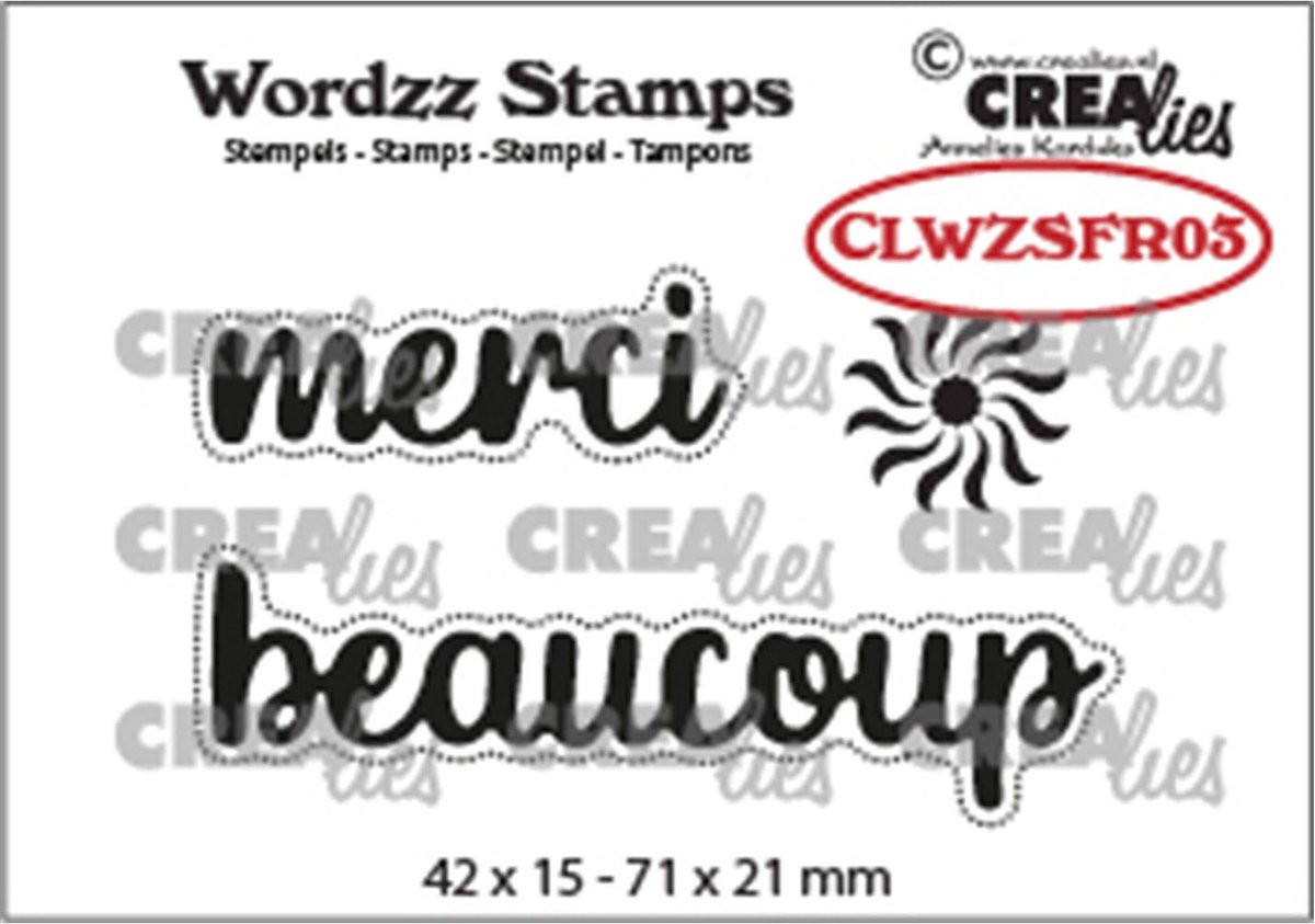 Crealies Wordzz stamps Merci beaucoup