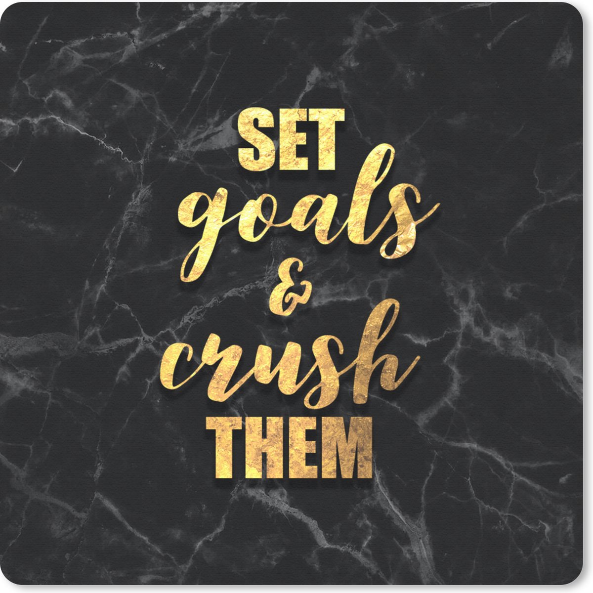 Muismat 20x20 cm - Mousepad Quote - Motivatie - Marmer print - Goud - Muismatten