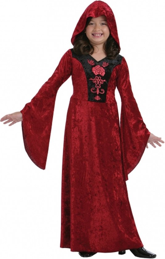 Rode meisjes vampieren kleed 122-134 (7-9 jaar)