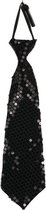 Zwarte pailletten stropdas 32 cm - Carnaval/verkleed/feest stropdassen