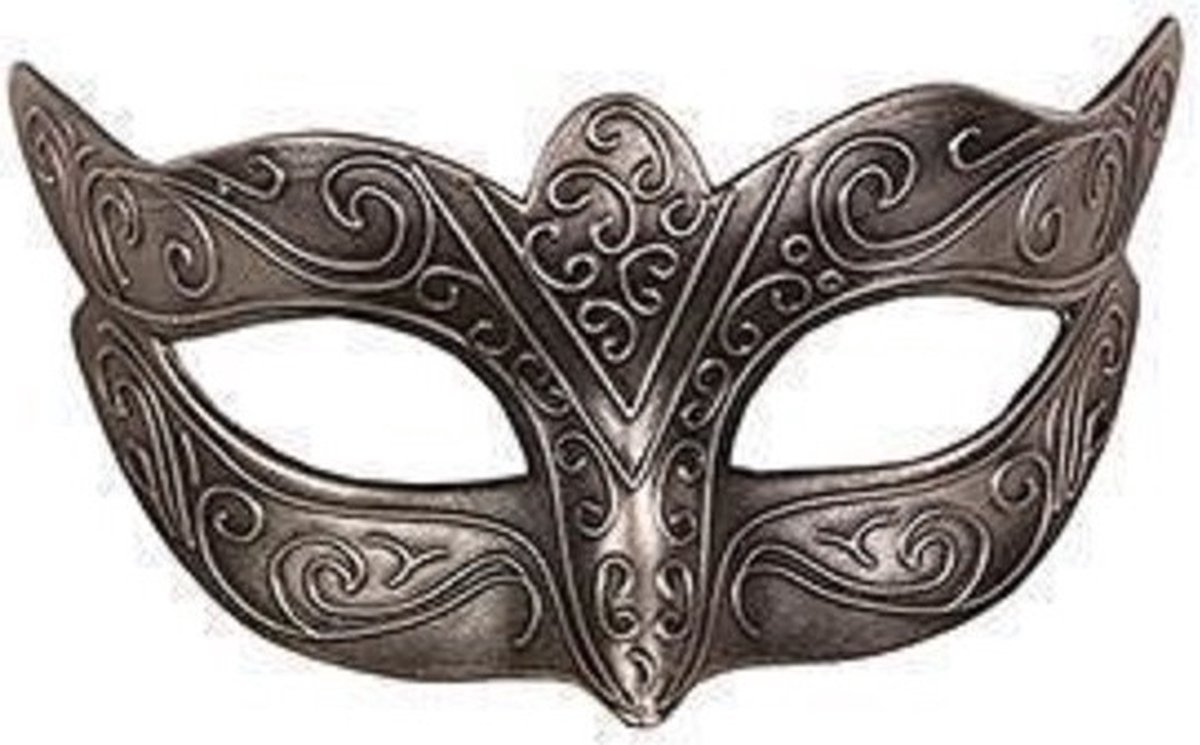 Venetiaans verkleed masker - zilver - kunststof - oogmasker - carnaval - volwassenen - gemaskerd bal — afbeelding 4