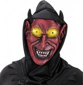 Halloween - Rode duivel masker met capuchon voor volwassenen