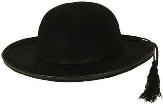 Carnaval verkleed hoed - pastoor/priester/dominee - 57 cm - zwart - vilt - hoeden