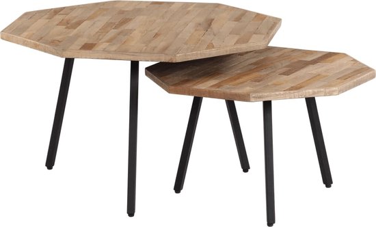 Salontafel Hanoi vierkant set/2 acacia - naturel van kopen