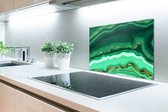 Spatscherm Keuken - Kookplaat Achterwand - Spatwand Fornuis - 60x40 cm - Goud - Agaat - Luxe - Aluminium - Wanddecoratie - Muurbeschermer - Hittebestendig