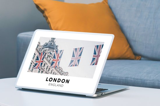 Sticker ordinateur portable - 15,6 pouces - Angleterre - Londres - Drapeaux
