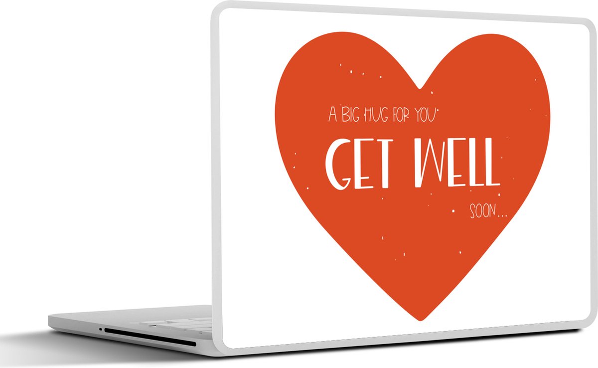 Laptop sticker - 10.1 inch - Beterschap - Quote - Rood - Knuffel - 25x18cm - Laptopstickers - Laptop skin - Cover