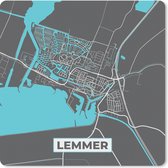 Muismat Klein - Lemmer - Blauw - Kaart - Stadskaart - Plattegrond - 20x20 cm