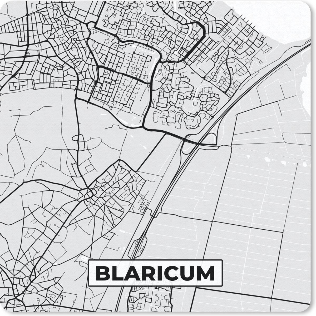 Muismat 20x20 cm - Mousepad Plattegrond - Kaart - Blaricum - Stadskaart - Muismatten - Stadskaart