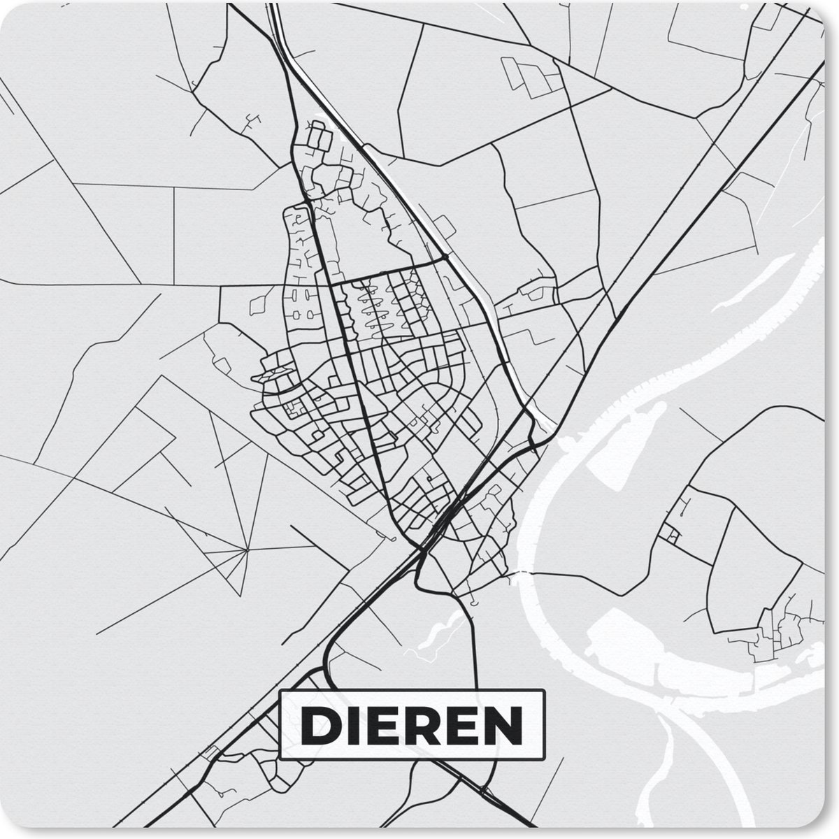 Muismat 30x30 cm - Mousepad Plattegrond - Dieren - Kaart - Stadskaart - Muismatten - Stadskaart