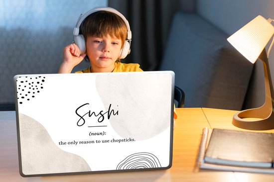 Sticker ordinateur portable - 15,6 pouces - Proverbes - Sushi - Dictionnaire - Citations - Définition Sushi